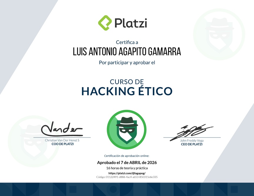 Diploma del Curso de Hacking Ético