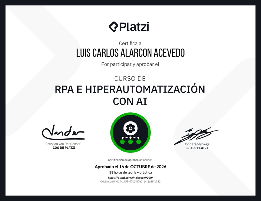 Diploma del Curso de RPA e Hiperautomatización con AI