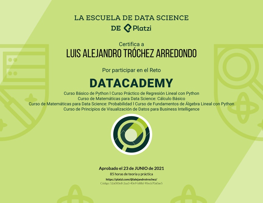 Diploma de Datacademy Primera Edición