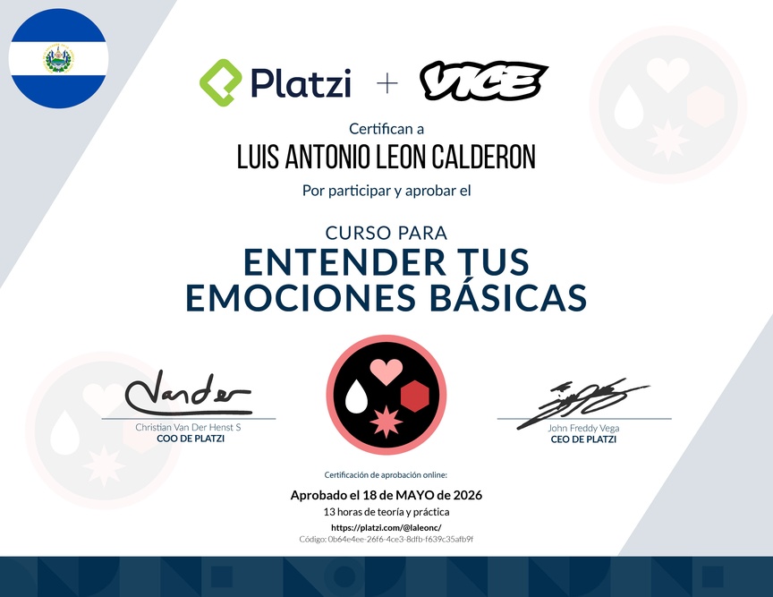 Diploma del Curso para Entender tus Emociones Básicas