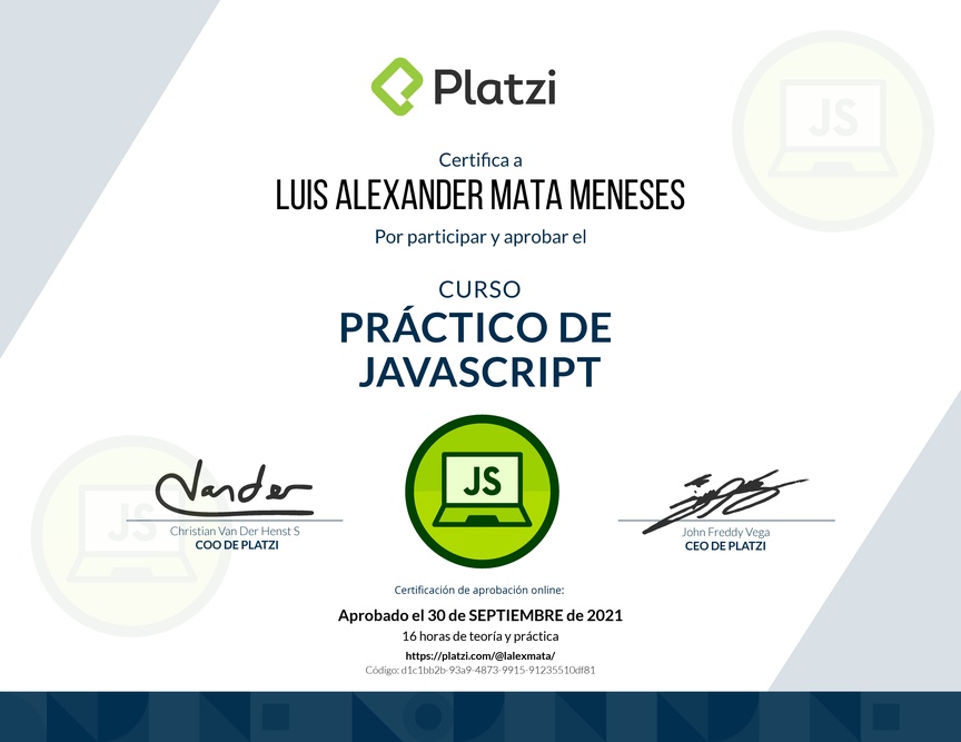 Diploma del Curso Práctico de JavaScript
