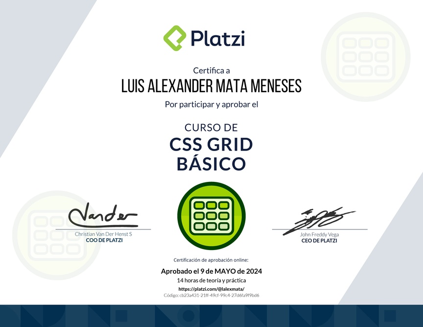 Diploma del Curso de CSS Grid Básico