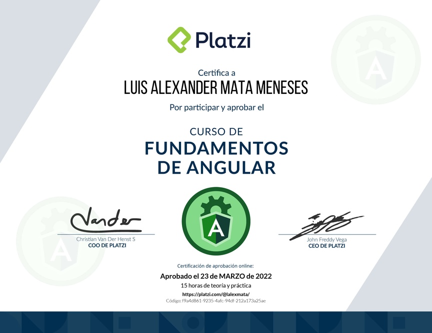 Diploma del Curso de Fundamentos de Angular