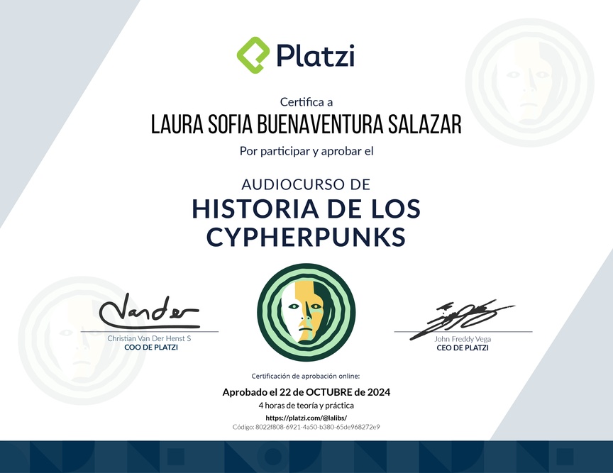 Diploma de Audiocurso de Historia de los Cypherpunks