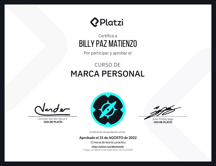 Diploma del Curso Gratis de Marca Personal