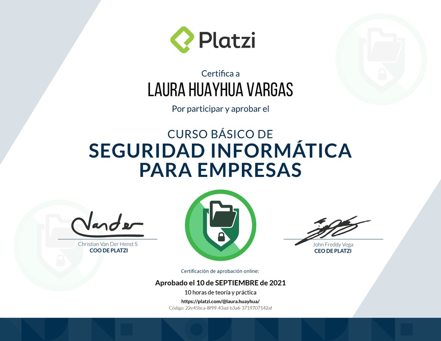 Diploma del Curso Básico de Seguridad Informática para Empresas