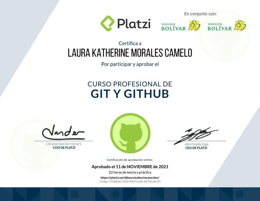 Diploma del Curso Profesional de Git y GitHub