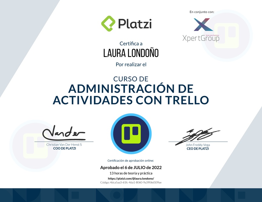 Diploma del Curso de Trello