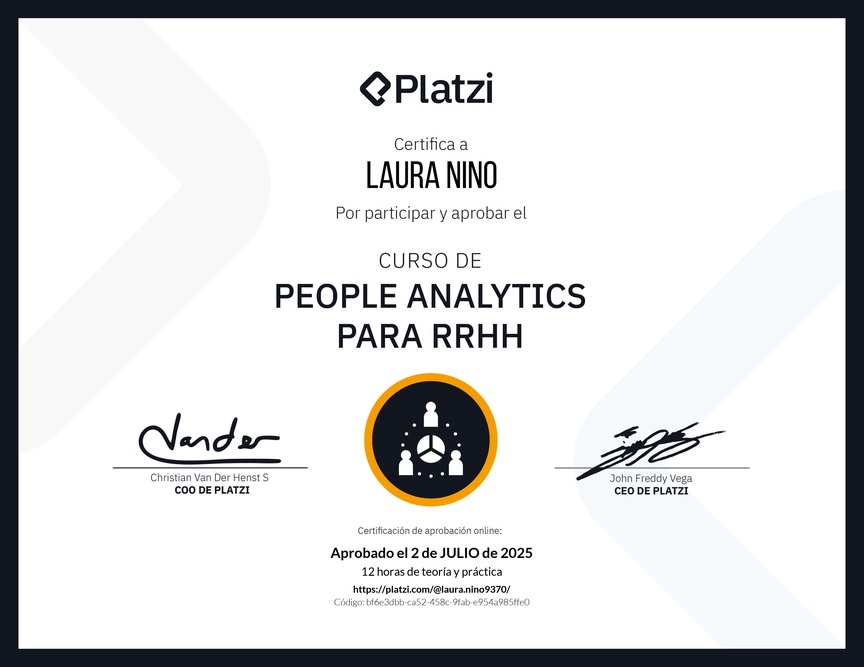 Diploma del Curso de People Analytics para RRHH