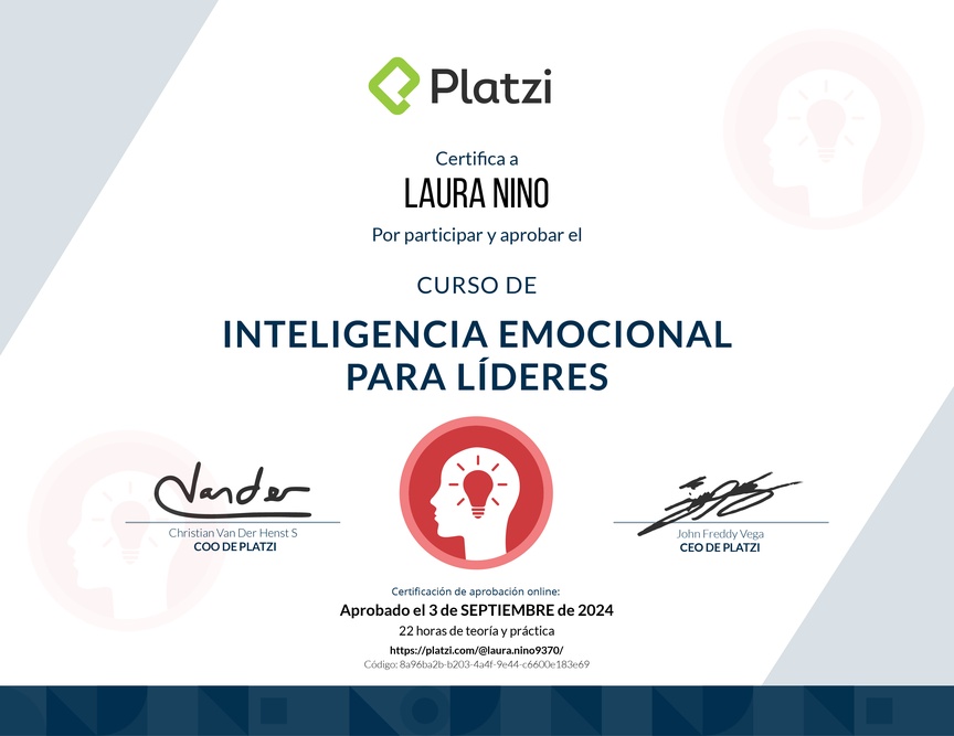 Diploma del Curso de Inteligencia Emocional para Líderes