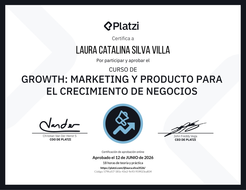 Diploma del Curso de Growth: Marketing y Producto para el Crecimiento de Negocios