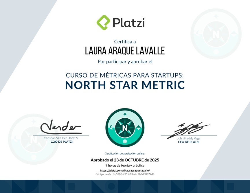 Diploma del Curso de Métricas para Startups en Etapa Temprana