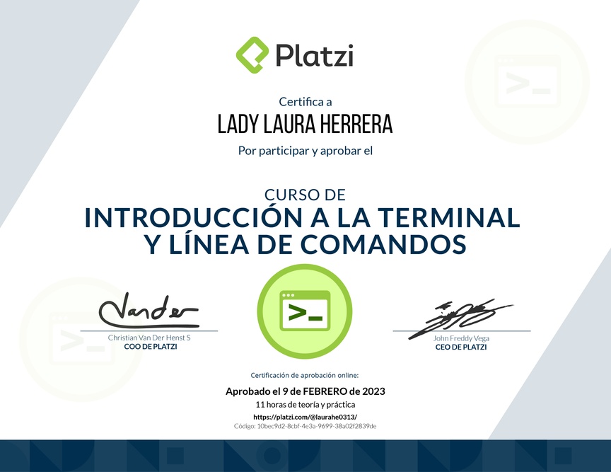 Diploma del Curso de Introducción a la Terminal y Línea de Comandos