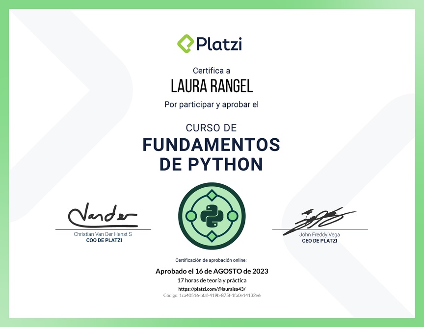 Diploma del Curso de Fundamentos de Python