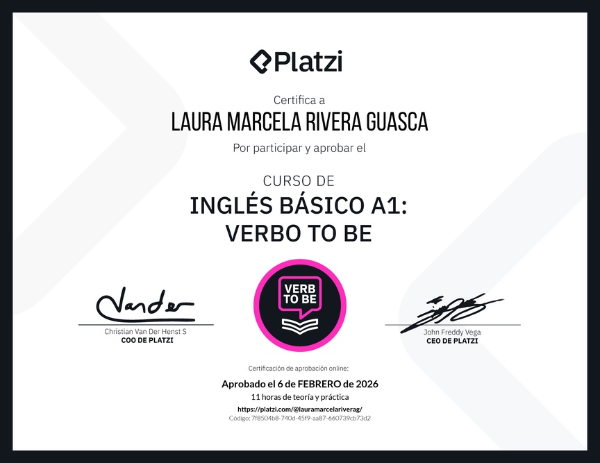 Diploma del Curso de Inglés Básico A1: Verbo To Be