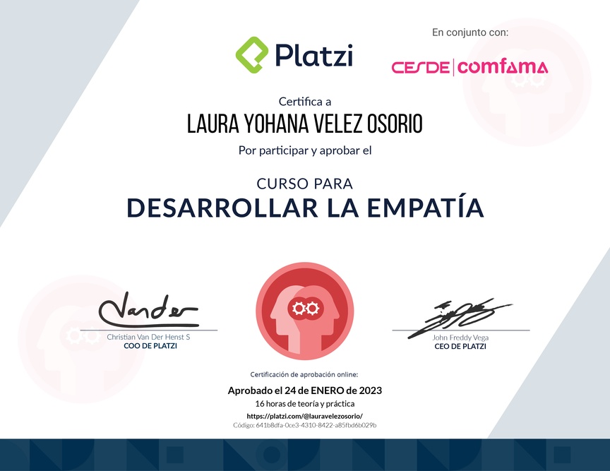 Diploma del Curso para Desarrollar la Empatía