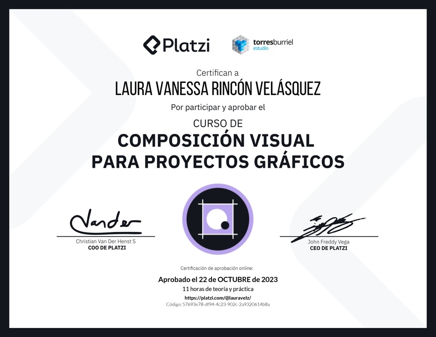 Diploma del Curso de Composición Visual para Proyectos Gráficos