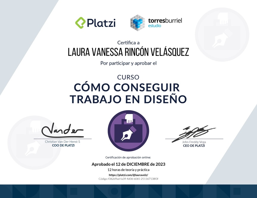 Diploma del Curso de Cómo Conseguir Trabajo en Diseño