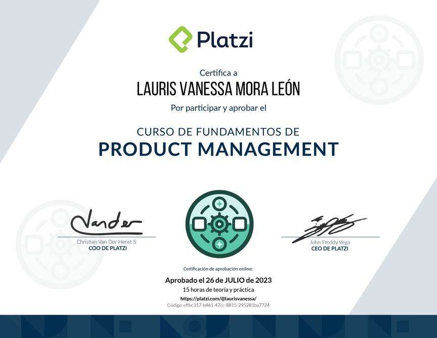 Diploma de Audiocurso de Fundamentos para Product Managers