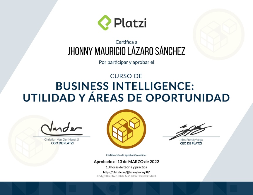 Diploma del Curso de Business Intelligence: Utilidad y Áreas de Oportunidad