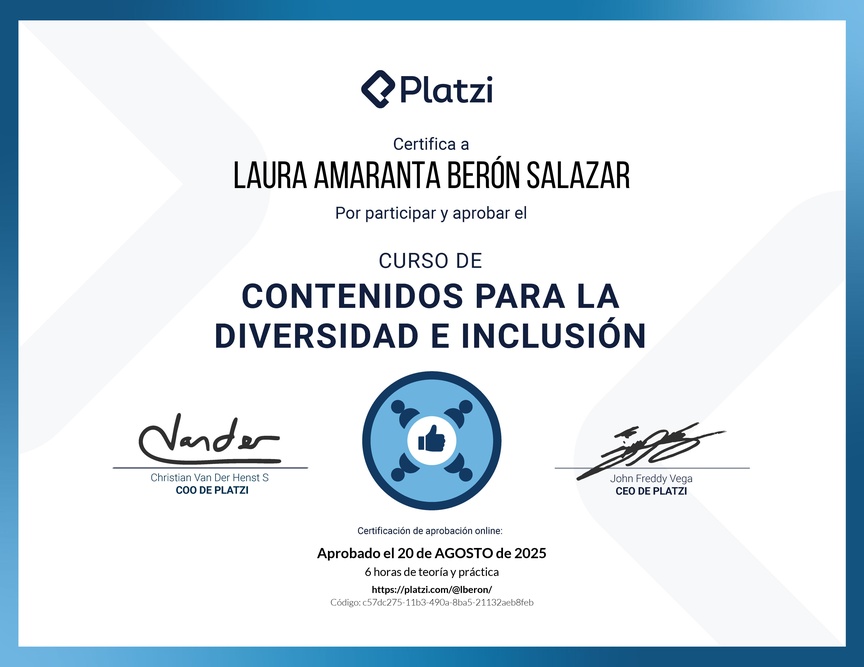Diploma del Curso de Creación de Contenido Diverso e Inclusivo