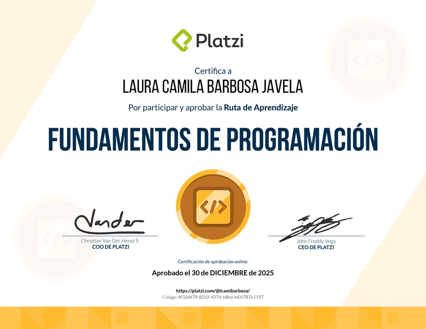 Diploma de la Ruta de Aprendizaje de Fundamentos de programación