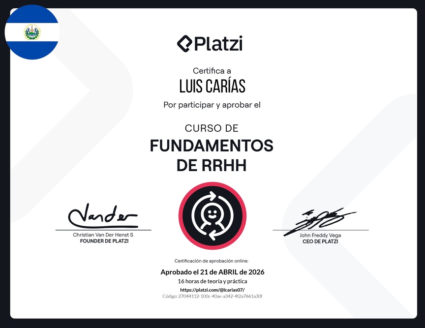 Diploma del Curso de Fundamentos de Recursos Humanos
