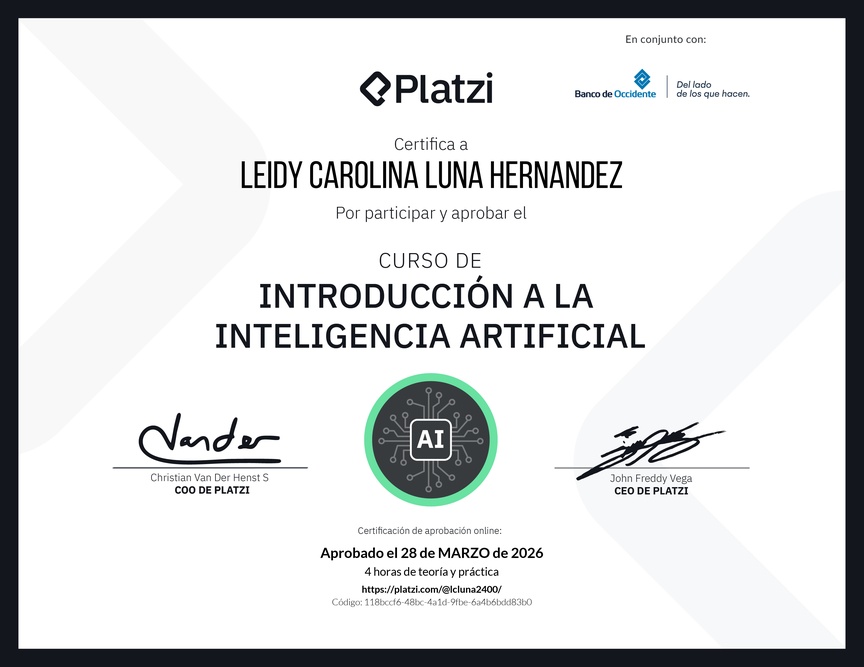Diploma del Curso Gratis de Introducción a la Inteligencia Artificial