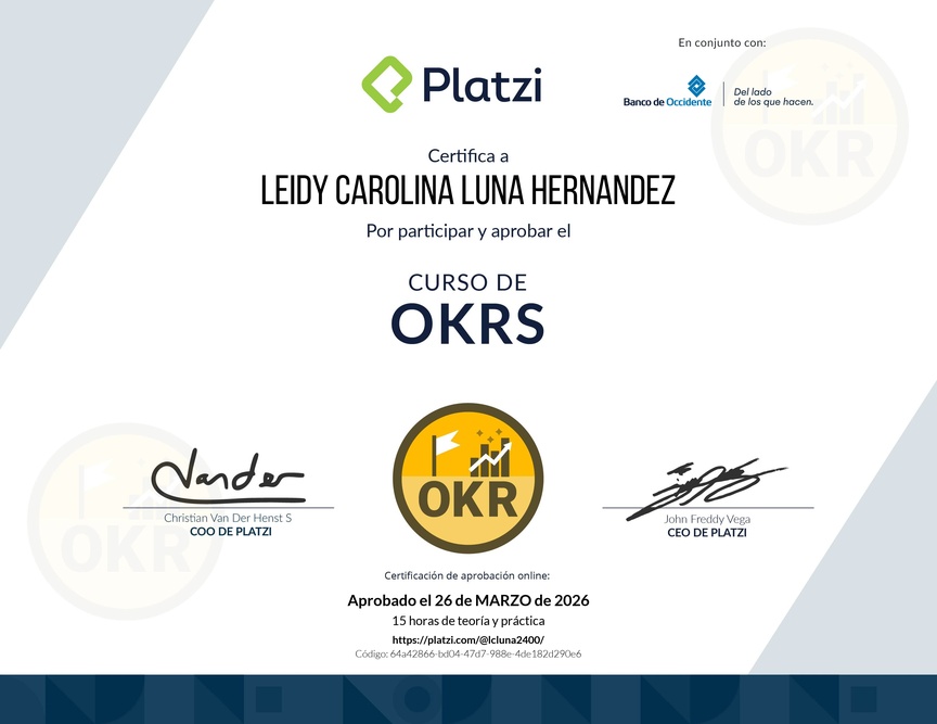 Diploma del Curso de OKRs: Herramienta Clave para Managers