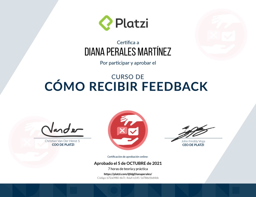 Diploma de Audiocurso de Cómo Recibir Feedback