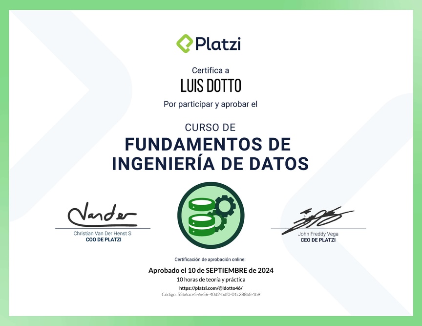 Diploma del Curso de Fundamentos de Ingeniería de Datos