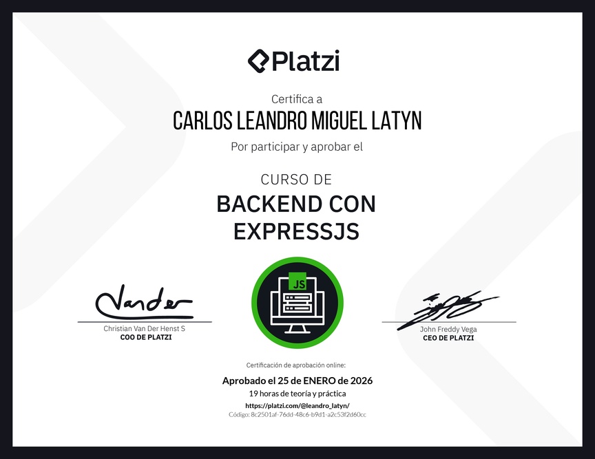 Diploma del Curso de Backend con ExpressJS