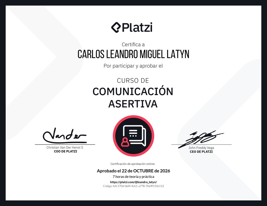 Diploma del Curso de Comunicación Asertiva
