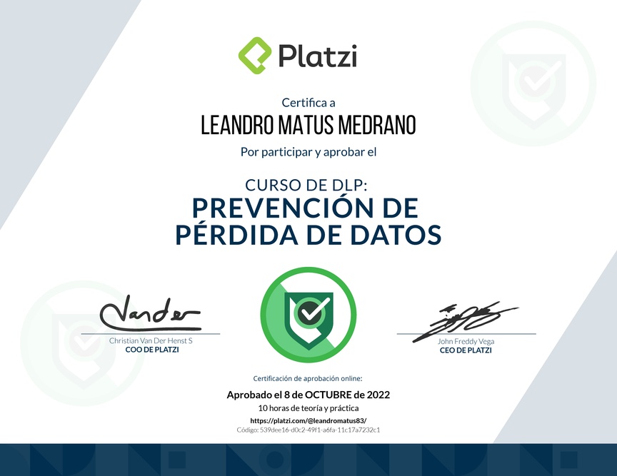 Diploma del Curso de DLP: Prevención de Pérdida de Datos