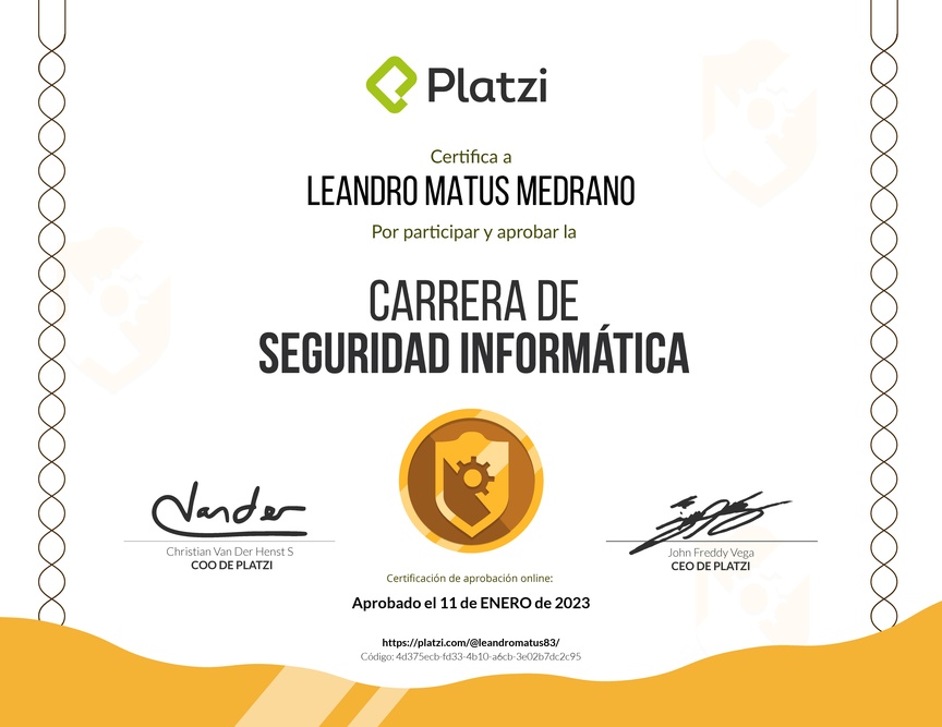 Diploma de la Ruta de Aprendizaje de Seguridad Informática