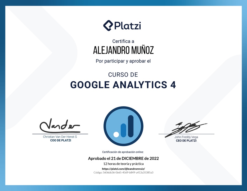 Diploma del Curso de Google Analytics