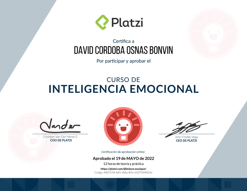 Diploma del Curso de Inteligencia Emocional