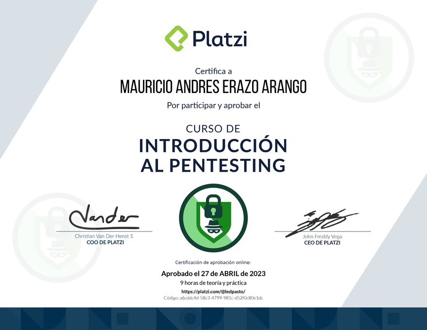 Diploma del Curso de Introducción al Pentesting