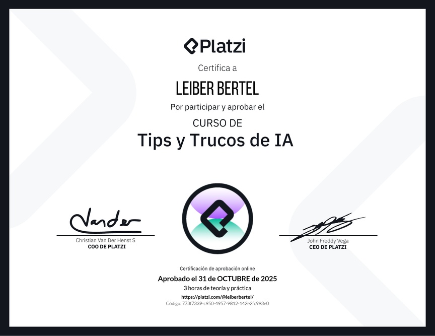 Diploma del Curso de tips y trucos de IA