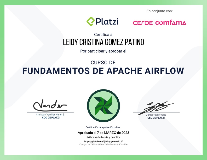 Diploma del Curso de Fundamentos de Apache Airflow