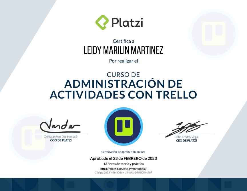 Diploma del Curso de Trello