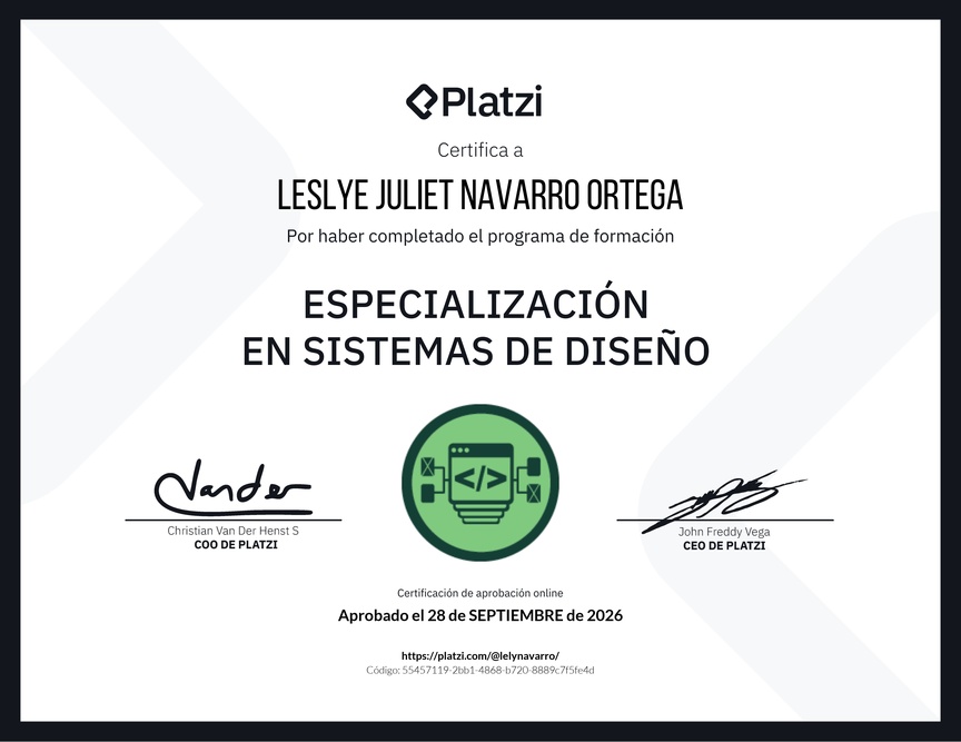 Diploma de la Ruta de Aprendizaje de Especialización en Sistemas de Diseño