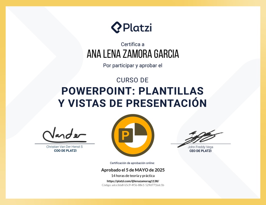 Diploma del Curso de PowerPoint: Plantillas y Vistas de Presentación