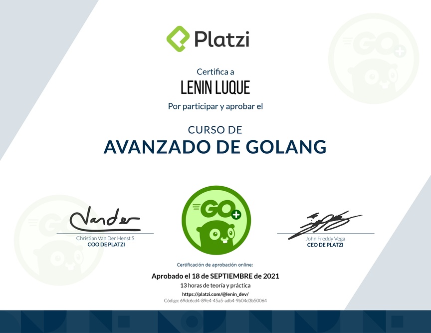 Diploma del Curso de Go Avanzado: Concurrencia y Patrones de Diseño