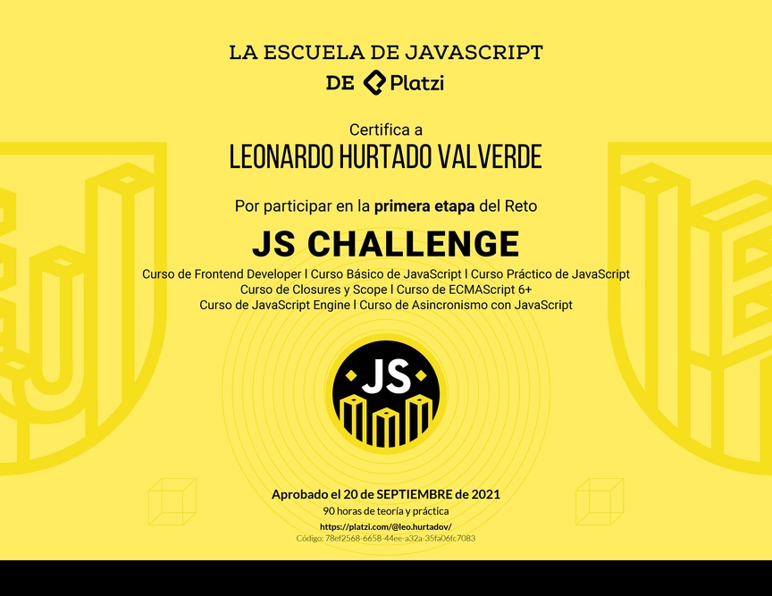 Diploma de JS Challenge: Diploma de la Fase 1
