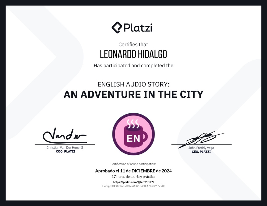 Diploma de Audio Historia en Inglés: Una Aventura en la Ciudad