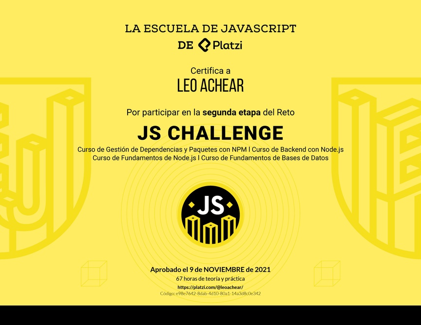 Diploma de JS Challenge: Diploma de la Fase 2