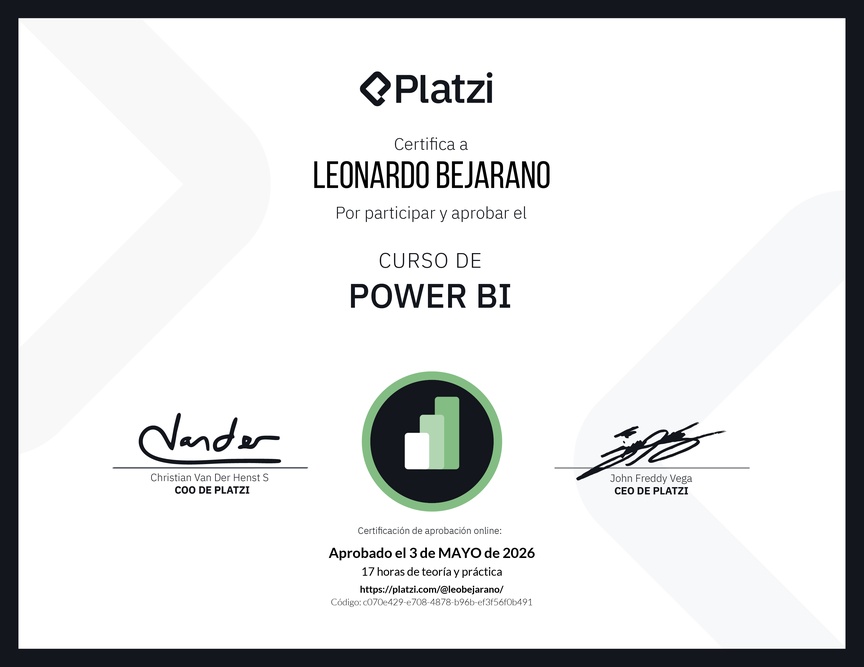 Diploma del Curso de Power BI