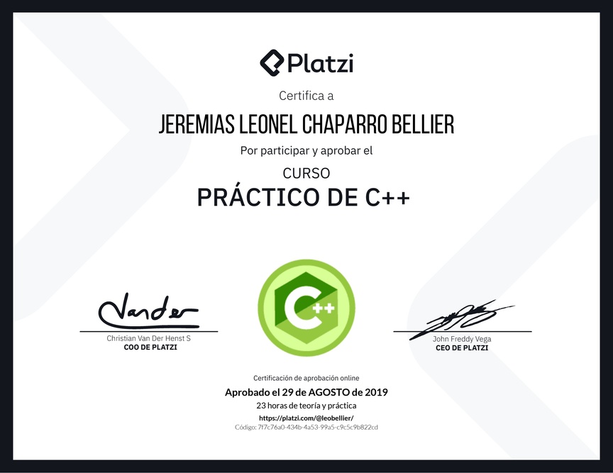 Diploma del Curso Práctico de C++