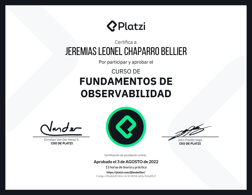 Diploma del Curso de Fundamentos de Observabilidad con New Relic